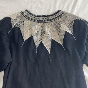 Vintage Beaded Sweater. 1989 IB Diffusion.Silk, Angora.Women's Size Medium